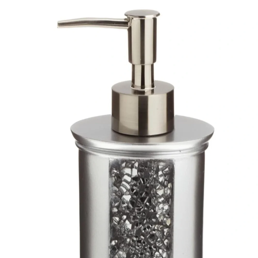 Silver Sinatra Bath Set Accessory 4 PC Mosaic Glass Popular Bath Sinatra
